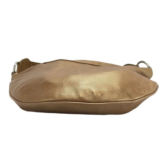 BOLSA Women's Handbag Leather Hobo Gold Baguette - Picture 2 of 14